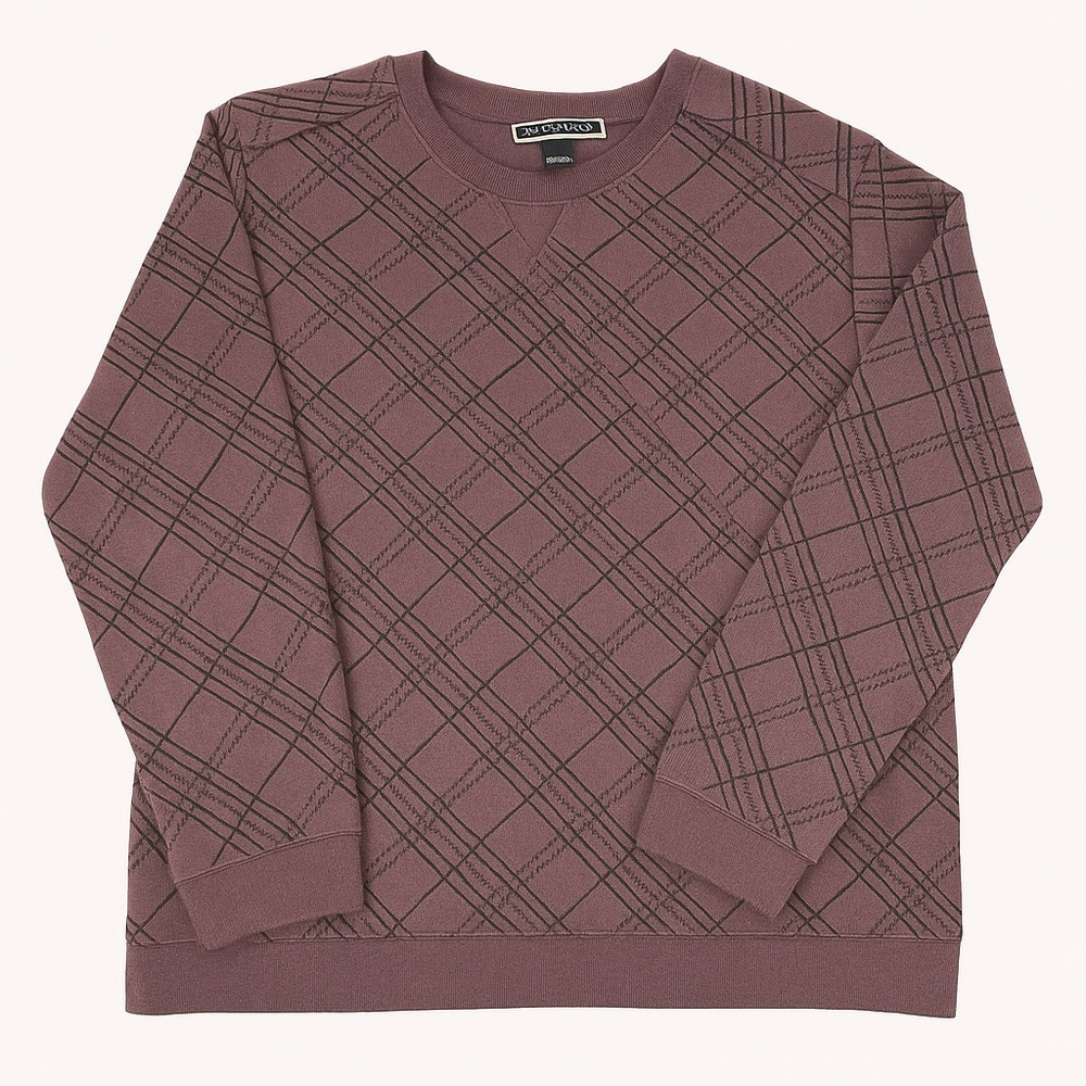 Karen Scott Sport Plum Argyle Sweatshirt (L)